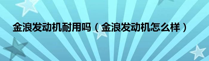 金浪发动机耐用吗（金浪发动机怎么样）