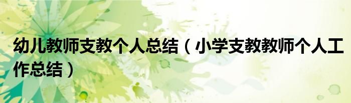 幼儿教师支教个人总结(小学支教教师个人工作总结)
