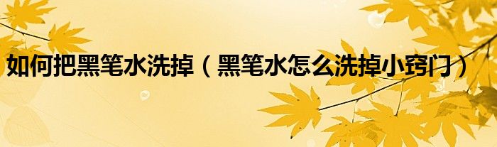 如何把黑笔水洗掉（黑笔水怎么洗掉小窍门）