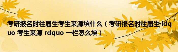 考研报名时往届生考生来源填什么（考研报名时往届生 ldquo 考生来源 rdquo 一栏怎么填）