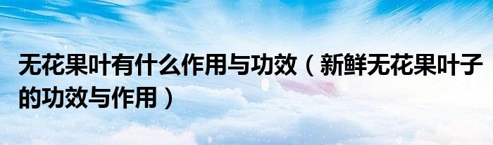 无花果叶有什么作用与功效（新鲜无花果叶子的功效与作用）