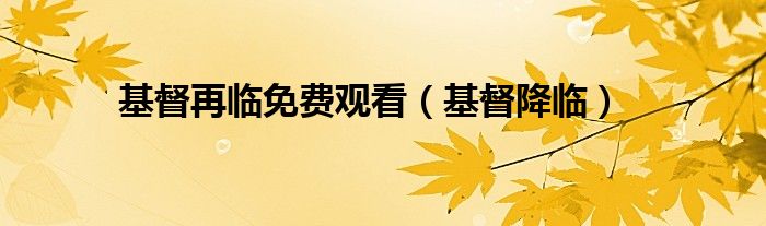 基督再临免费观看（基督降临）