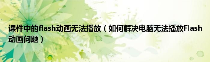 课件中的flash动画无法播放（如何解决电脑无法播放Flash动画问题）