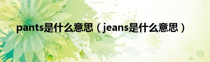 pants是什么意思（jeans是什么意思）
