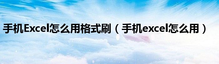 手机Excel怎么用格式刷（手机excel怎么用）