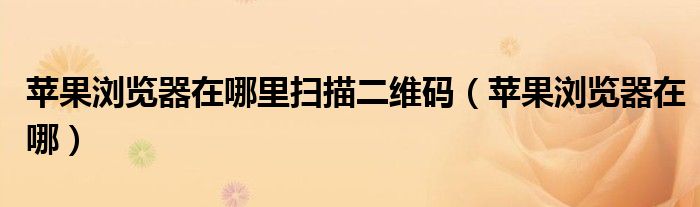 苹果浏览器在哪里扫描二维码（苹果浏览器在哪）